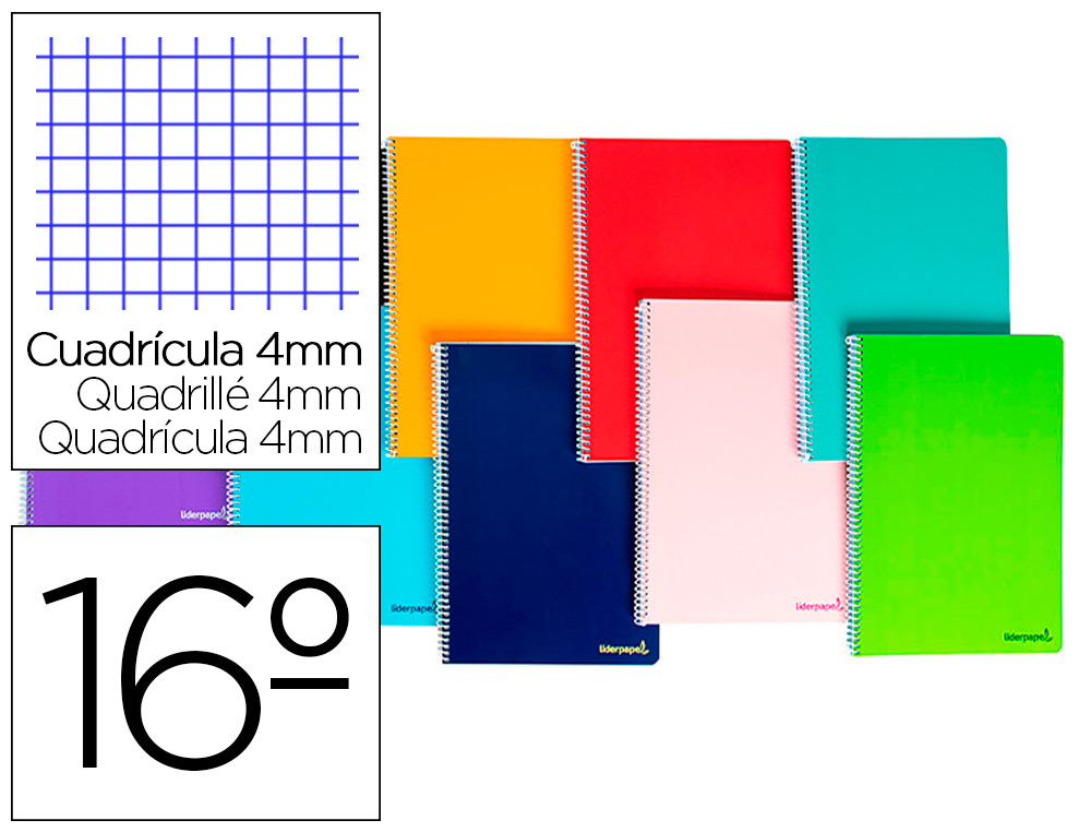 CUADERNO ESPIRAL LIDERPAPEL BOLSILLO DIECISEAVO SMART TAPA BLANDA 80H 60GR CUADRO 4MM COLORES SURTIDOS