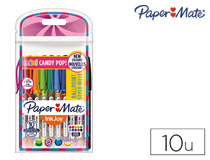 BOLIGRAFO PAPER MATE INKJOY 100 CANDY POP BLISTER DE 10 UNIDADES COLORES SURTIDOS