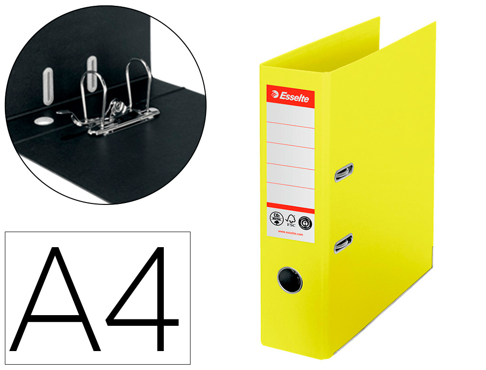 ARCHIVADOR DE PALANCA ESSELTE N 1 CO2 NEUTRAL DIN A4 CARTON FORRADO LOMO 75 MM AMARILLO VIVIDA