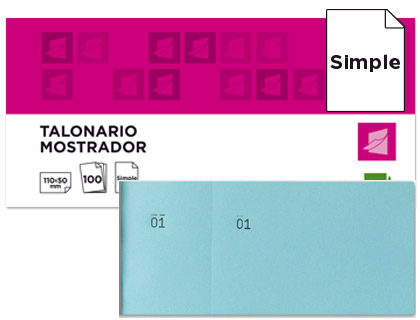 TALONARIO LIDERPAPEL MOSTRADOR 50X110 MM TL08 CELESTE CON MATRIZ