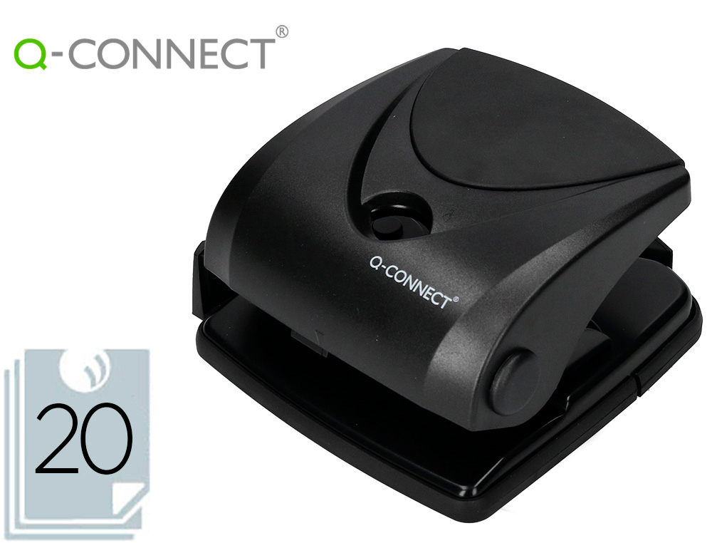 TALADRADOR Q-CONNECT KF01234 NEGRO ABERTURA 2 MM CAPACIDAD 20 HOJAS