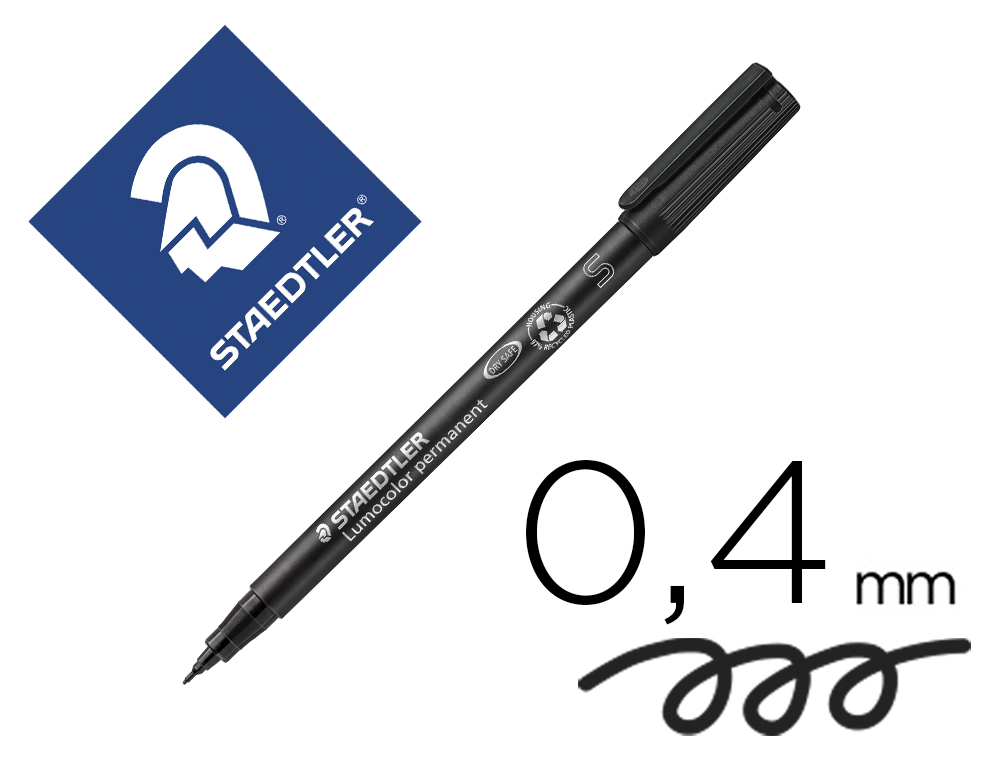 ROTULADOR STAEDTLER LUMOCOLOR RETROPROYECCION PUNTA DE FIBRA PERMANENTE 313-9 NEGRO PUNTA SUPER FINA REDONDA 0.4 MM