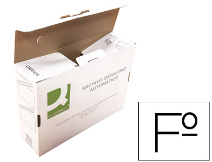 CAJA ARCHIVO DEFINITIVO Q-CONNECT FOLIO CARTON RECICLADO CIERRE CON LENGUETA 255X360X100 MM