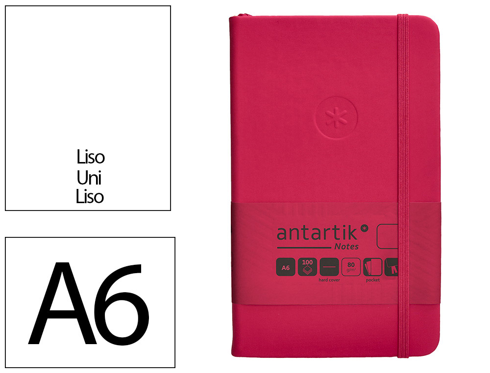 CUADERNO CON GOMILLA ANTARTIK NOTES TAPA DURA A6 HOJAS LISAS BURDEOS 100 HOJAS 80 GR FSC