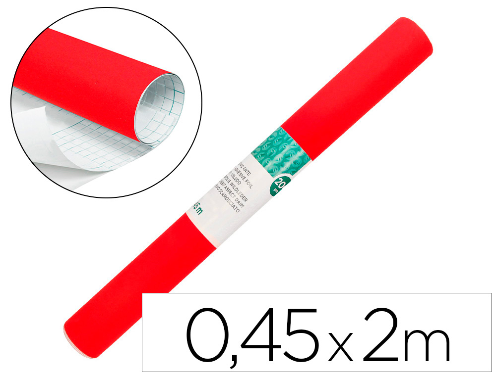 ROLLO ADHESIVO LIDERPAPEL UNICOLOR ROJO BRILLO ROLLO DE 0,45 X 2 MT