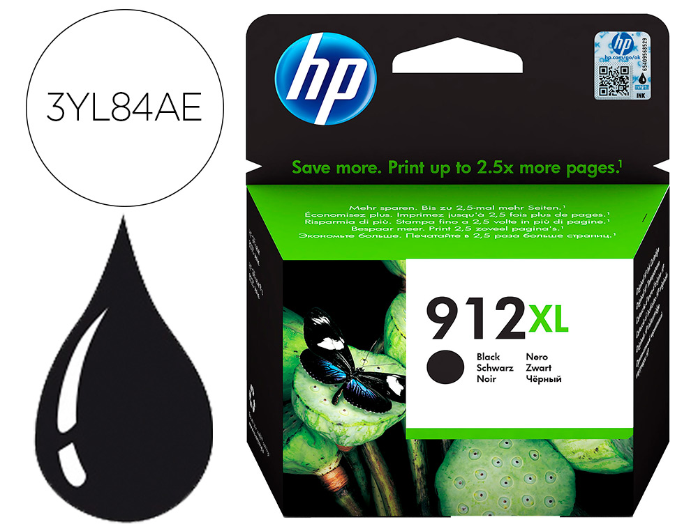 INK-JET HP 912 XL OFFICEJET 8010 / 8020 / 8035 NEGRO 825 PAG