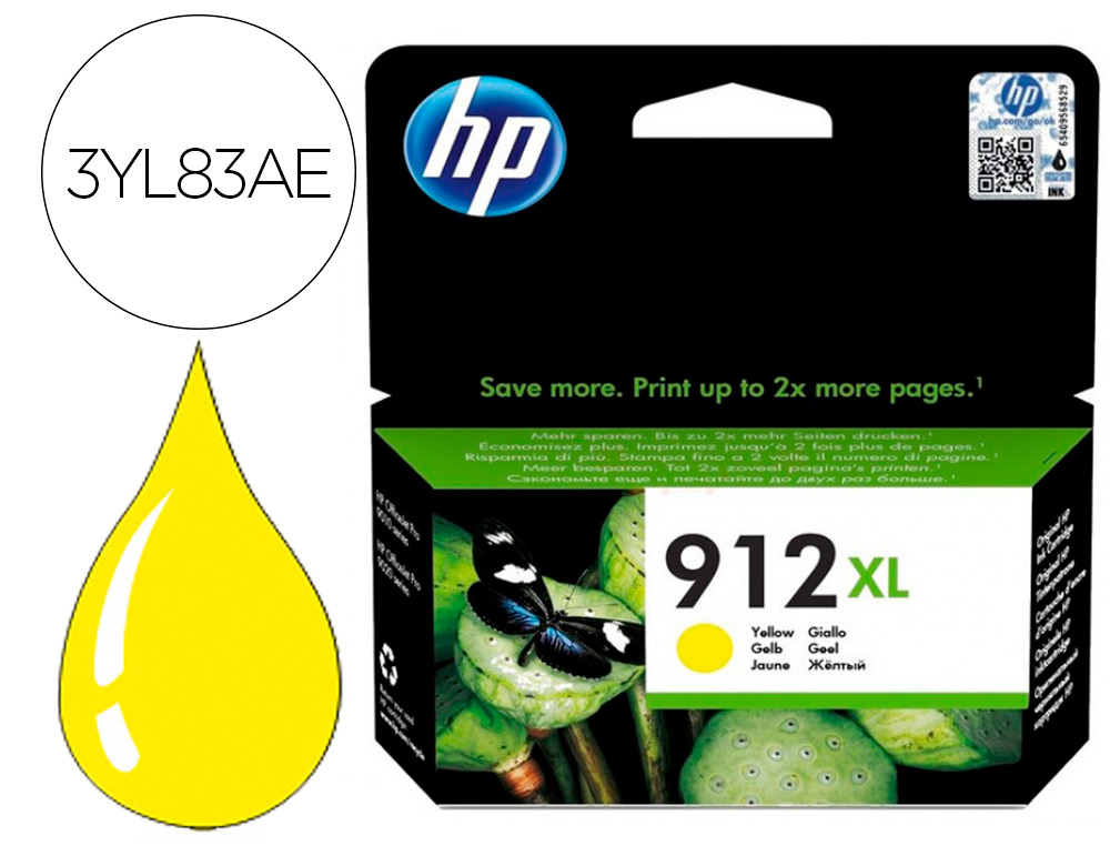 INK-JET HP 912 XL OFFICEJET 8010 / 8020 / 8035 AMARILLO 825 PAG