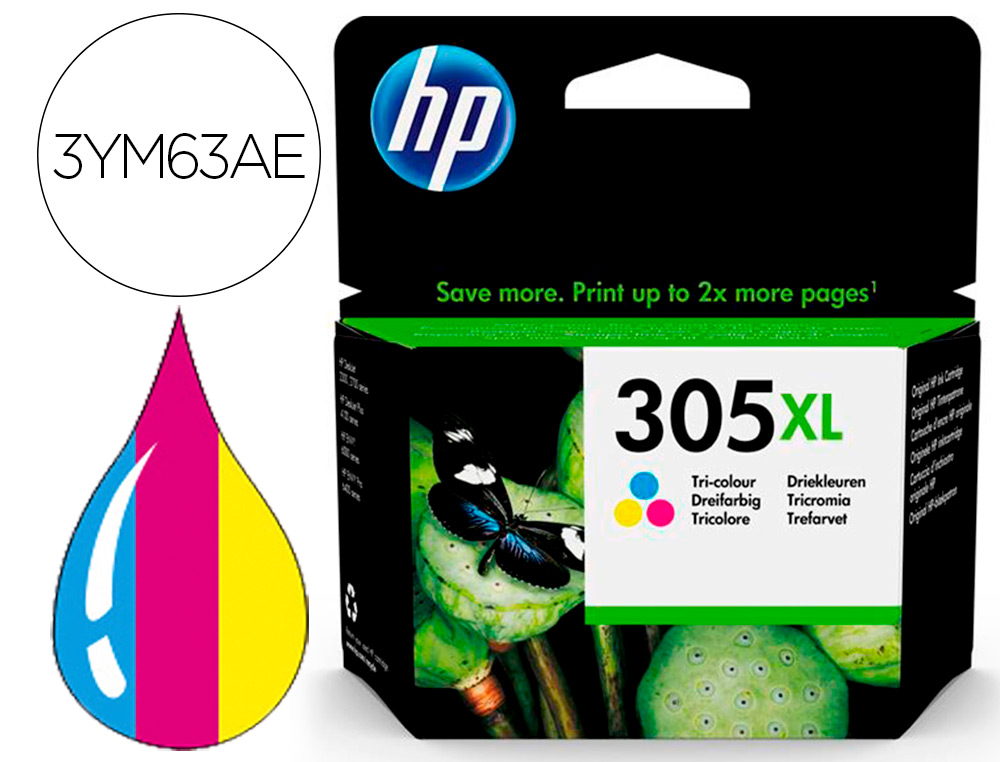 INK-JET HP 305XL DESKJET 1210 / 1212 / 1255 / 2732 / 2752 / 4155 / 4158 ENVY 6020 / 6052 /6055 / 6420 TRICOLOR 200