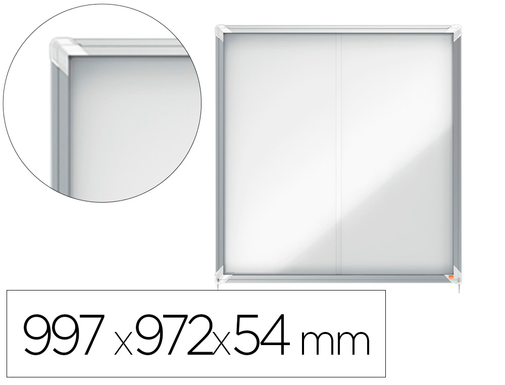 VITRINA DE ANUNCIOS NOBO PREMIUM PLUS MAGNETICA CON PUERTA CORREDERA 12 X DIN A4 997X972X54 MM