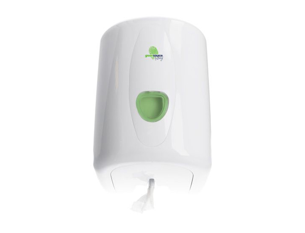 DISPENSADOR PAPEL SECAMANOS BUNZL GREENSOURCE HOJA A HOJA FABRICADO EN ABS COLOR BLANCO