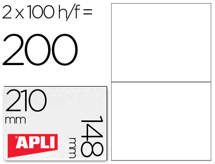 ETIQUETA ADHESIVA APLI 1264 TAMAO 210X148 MM -FOTOCOPIADORA LASER INK-JET -CAJA CON 100 HOJAS DIN A4