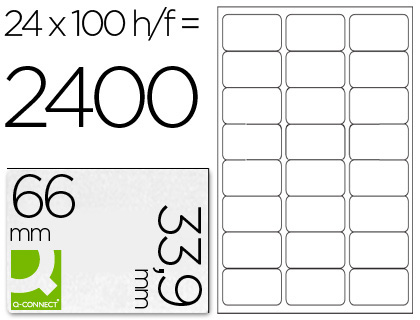 ETIQUETA ADHESIVA Q-CONNECT KF10639 TAMAO 66X33,9 MM FOTOCOPIADORA LASER INK-JET CAJA CON 100 HOJAS DIN A4