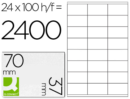 ETIQUETA ADHESIVA Q-CONNECT KF10647 TAMAO 70X37 MM FOTOCOPIADORA LASER INK-JET CAJA CON 100 HOJAS DIN A4