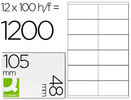 ETIQUETA ADHESIVA Q-CONNECT KF10657 TAMAO 105X48 MM FOTOCOPIADORA LASER INK-JET CAJA CON 100 HOJAS DIN A4