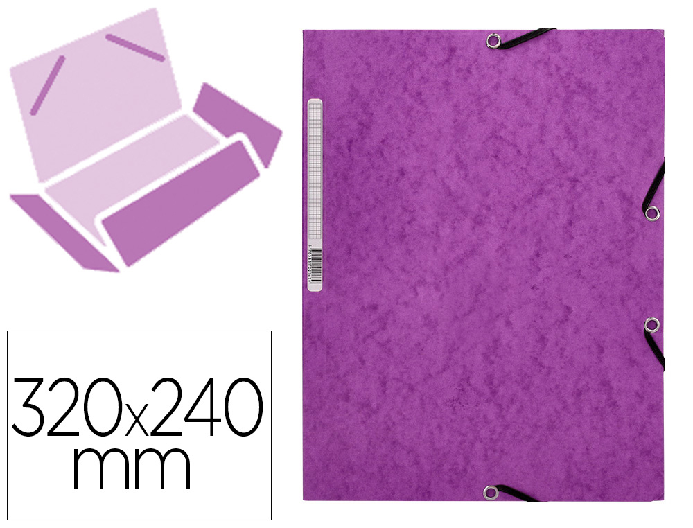 CARPETA Q-CONNECT GOMAS KF02171 CARTON SIMIL-PRESPAN SOLAPAS 320X243 MM VIOLETA